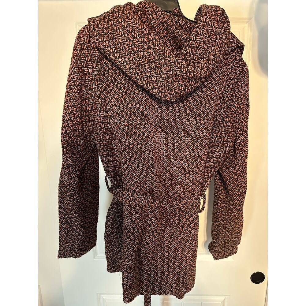 Mossimo Supply Co Women's S Tweed Burgundy Winter-Fall Belted Coat With Hood XXL - Picture 3 of 3